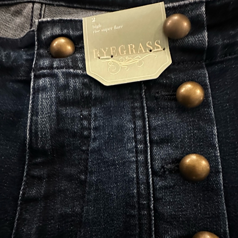 JCPenney Dark Blue Buttoned Flare Jeans - Picture 5 of 9